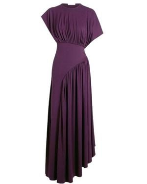 Rabanne Asymmetric Ruched Maxi Dress - Purple