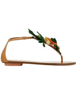 Aquazzura Birdsong Embellished Woven Sandals - Multicolour