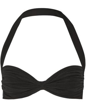 Norma Kamali Bill Ruched Halterneck Bikini Top - Black