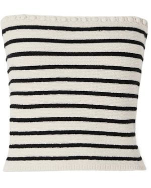 Posse Henry Strapless Embellished Striped Knitted Top - Black