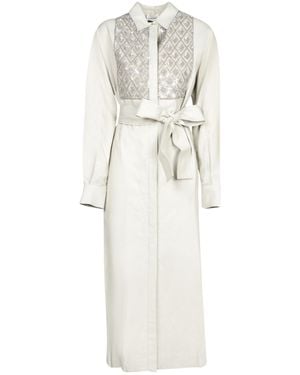 P.A.R.O.S.H. Embellished Long-Sleeved Shirt Dress - White