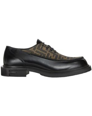 Fendi Ff Jacquard Lace-Up Shoes - Black
