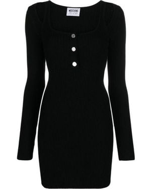 Moschino Long-Sleeve Ribbed-Knit Dress - Black