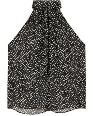 Nili Lotan Alla Halterneck Polka-Dot Silk-Chiffon Blouse - Grey