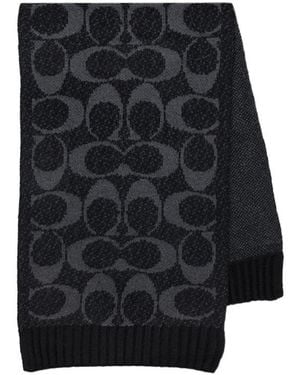 COACH Ribbed Scarf - Black