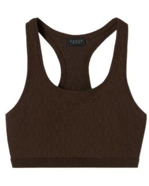 Gucci Gg Jersey Jacquard Top - Brown