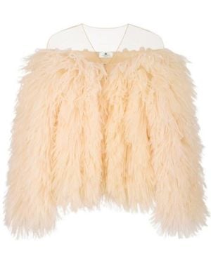 Elisabetta Franchi Feather-Effect Jacket - Natural
