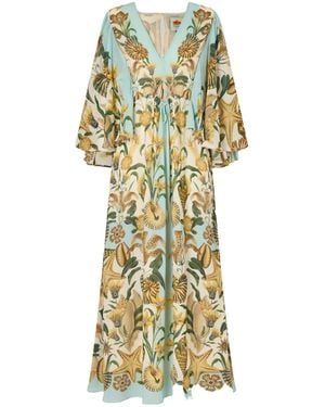 FARM Rio Floral Print Crepe De Chine Maxi Dress - Metallic