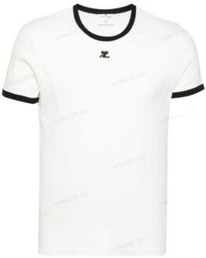 Courreges Courrèges Contrast Crewneck Straight Hem T-Shirt - White