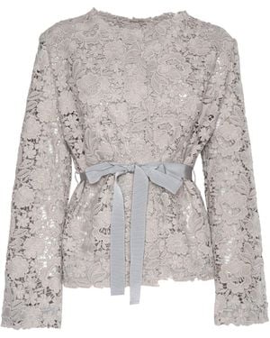 P.A.R.O.S.H. Lace Detailed Tie-Waist Jacket - Grey