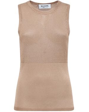 Blugirl Blumarine Sheer Sleeveless Knitted Top - Natural