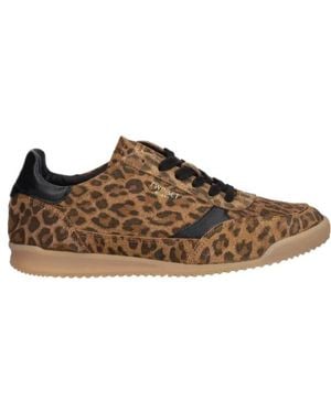 Twinset Leopard-Print Paneled Sneakers - Brown