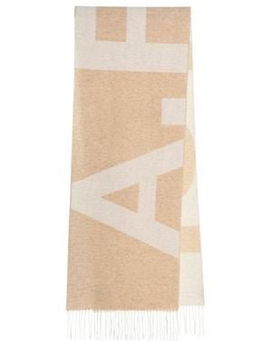 A.P.C. Logo Detailed Fringed Scarf - White
