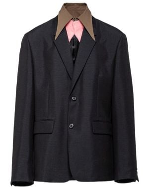 Prada Single-Breasted Long-Sleeved Jacket - Black