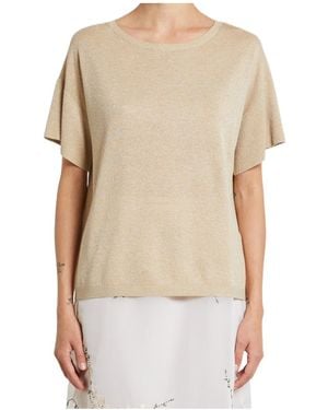 iBlues Crew Neck Short-Sleeved Knit Sweater - Natural