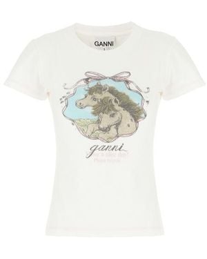 Ganni Short-Sleeved T-Shirt - White