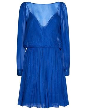 Alberta Ferretti Layered Semi-Sheer Midi Dress - Blue