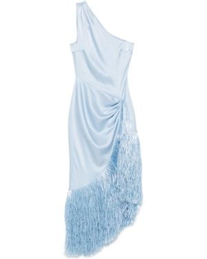 David Koma Fringe-Detailed Midi Dress - Blue