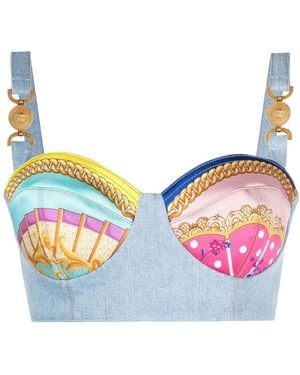 Versace Patterned Cropped Top - Blue