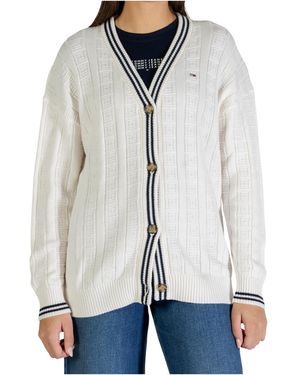 Tommy Hilfiger Long-Sleeved Single-Breasted Cardigan - White