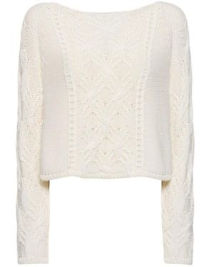 Alberta Ferretti Embroidered Knit Sweater - White