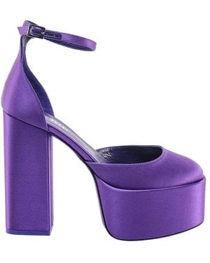 Paris Texas Round Toe Platform Court Shoes - Purple