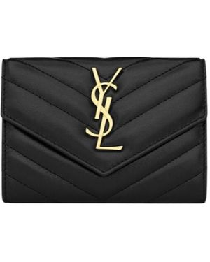 Saint Laurent Cassandre Matelassé Small Envelope Wallet - Black