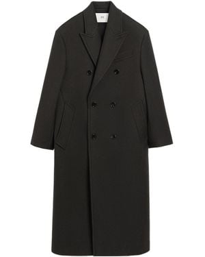 Ami Paris Double-Breasted Long Coat - Black