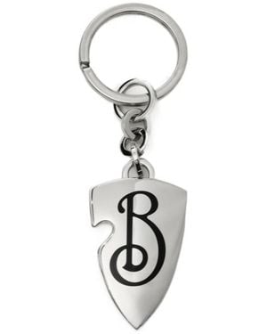 Burberry B Shield Logo Engraved Key Ring - White