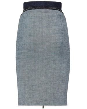 DSquared² Urban Wash Upside Midi Denim Skirt - Grey