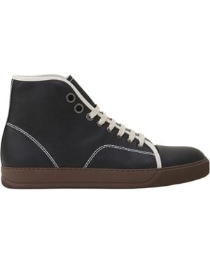 Lanvin Leather Lace-Up Sneakers - Black