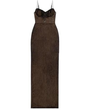 Area Embellished Hotfix Gown - Brown