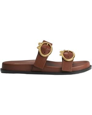 Dior Open-Toe Round-Toe Slippers - Brown