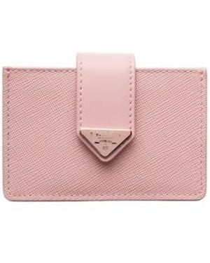 Prada Saffiano And Smooth Leather Card Holder - Pink