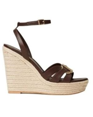 Twinset Leather And Rope Wedge Sandals - Metallic