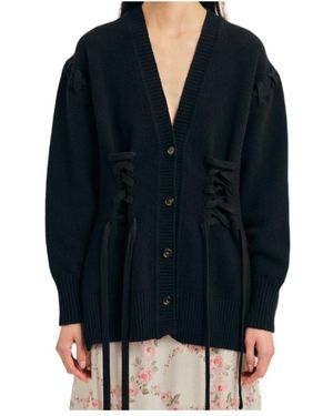 Simone Rocha Lace-Up Cardigan - Blue