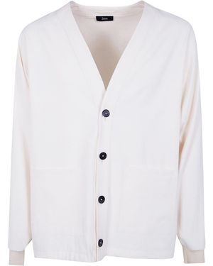 Herno V-Neck Button Cardigan - White