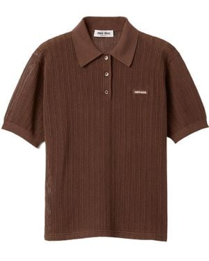 Miu Miu Open-Knit Polo Knitted Top - Brown