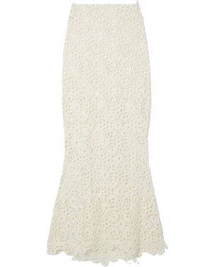 Norma Kamali Obie Floral-Lace Maxi Skirt - White