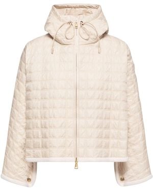 Moncler Hooded Square-Quilted Padded Cape - Natural