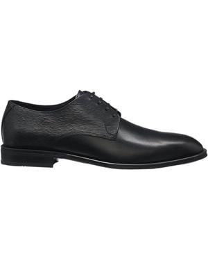 BOSS Textured Leather Derby Shoes - Black
