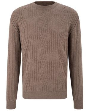 Brioni Knitted Crew-Neck Pullover - Brown