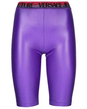 Versace Jeans Couture Logo-Waistband Cycling Shorts - Blue