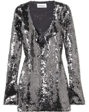 16Arlington Miniskirt Made Of Sequined Chiffon - Black