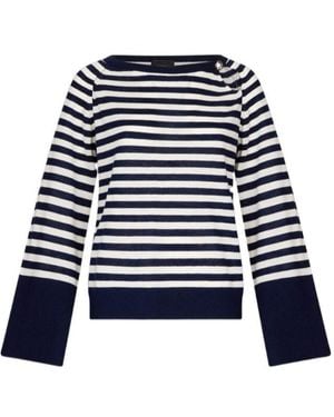 Liu Jo Striped Cut-Out Detailed Sweater - Blue