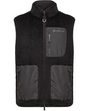 Moncler Teddy Fleece Reversible Down Vest - Black