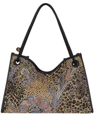 Etro Leopard-Print Tote Bag - Grey