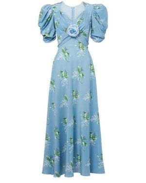 Rodarte Floral Silk Cocktail Dress - Blue