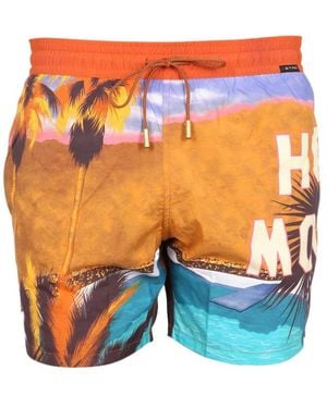 Etro Landscape Printed Drawstring Swim Shorts - Orange
