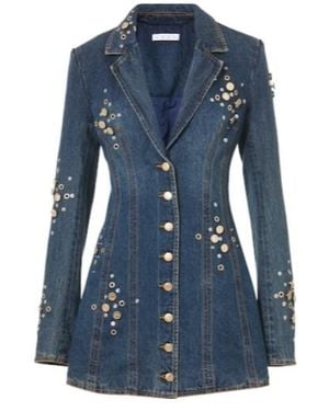 Area Embellished Denim Blazer Dress - Blue